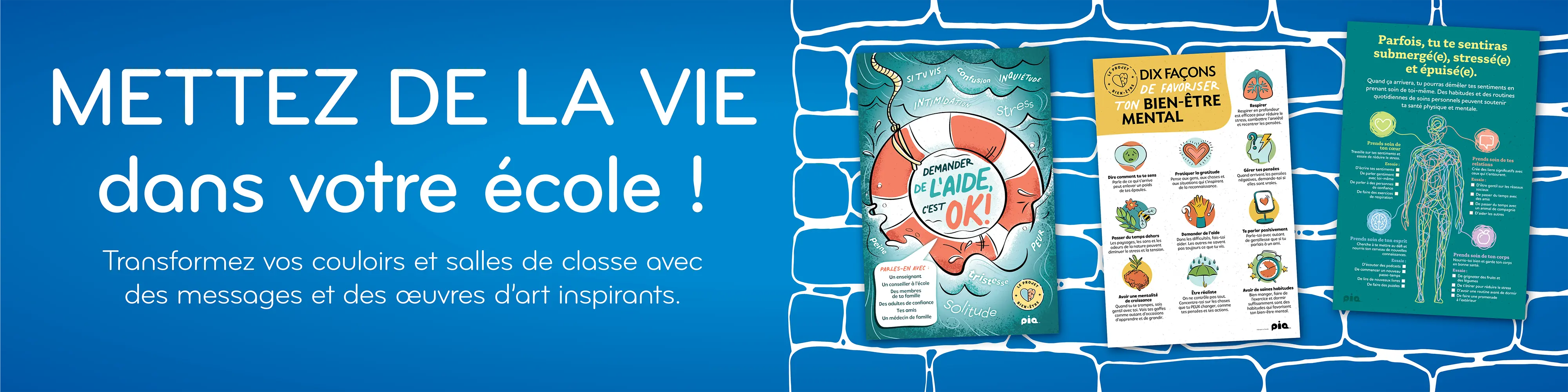 Transformez vos couloirs et salles de classe avec des messages et des œuvres d'art inspirants.