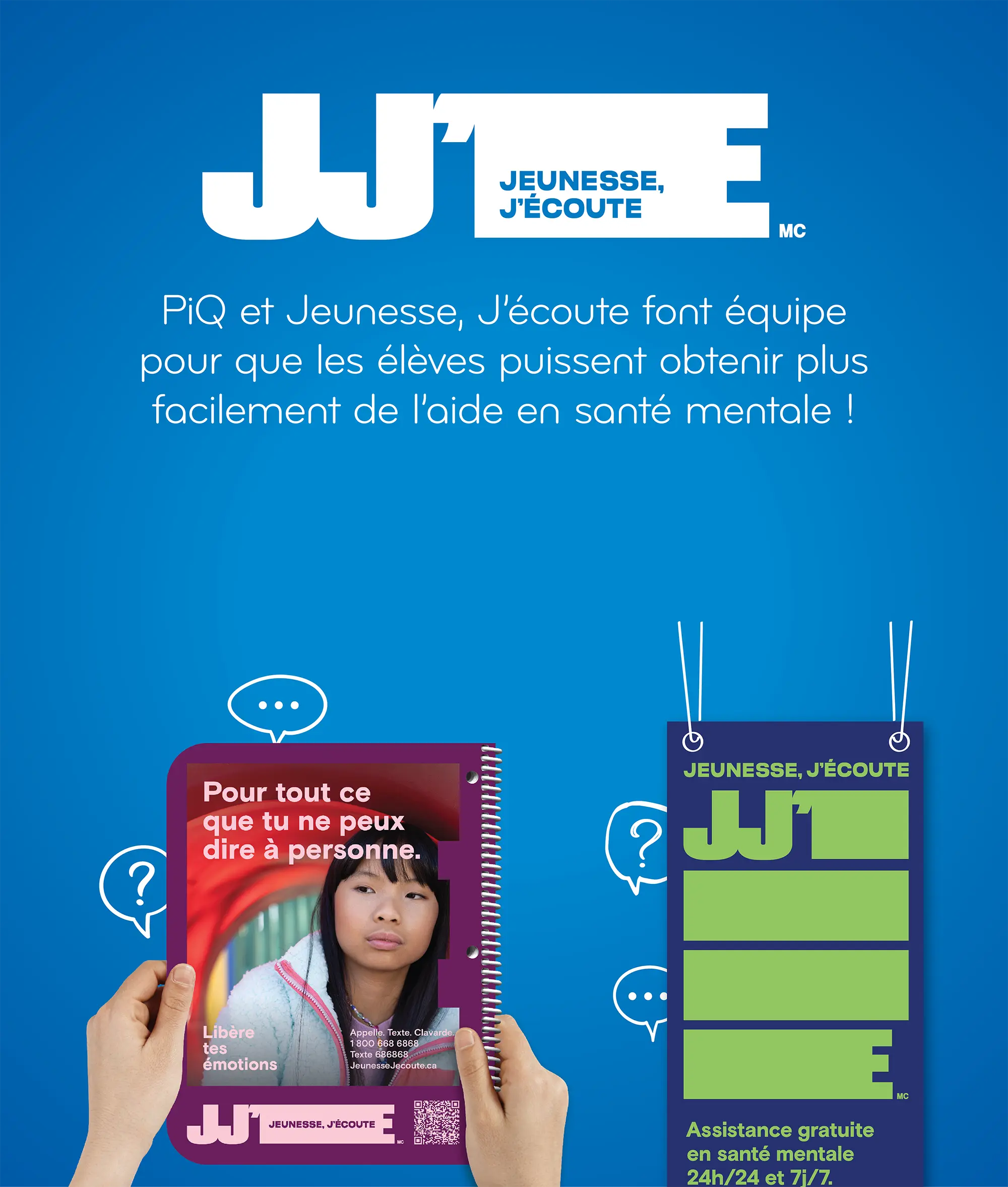 PiQ et Jeunesse, J'écoute font équipe pour que les élèves puissent obtenir plus facilement de l'aide en santé mentale !